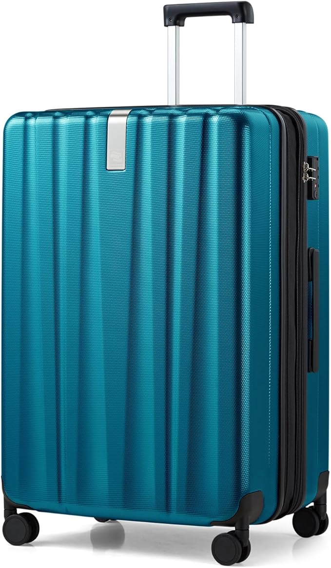 Hanke 29 Inch Expandable Checked Luggage Lightweight PC Hard Shell Luggage Suitcases with Wheels Tsa Luggage Rolling Large Suitcase Travel Luggage Bag for Study Abroad(Caribbean Blue) by Hanke