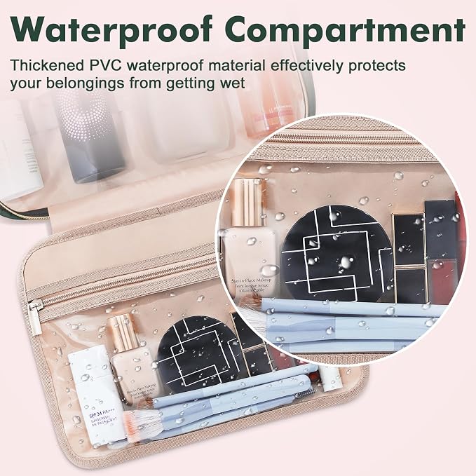 Wedama Toiletry Bag for Women, Large Cosmetic Travel Bag, Hanging Toiletry Bag for Bathroom, Thickened PVC Waterproof Travel Makeup Bag, Toiletries Bag for Travel Business Trips and Camping - Image 3