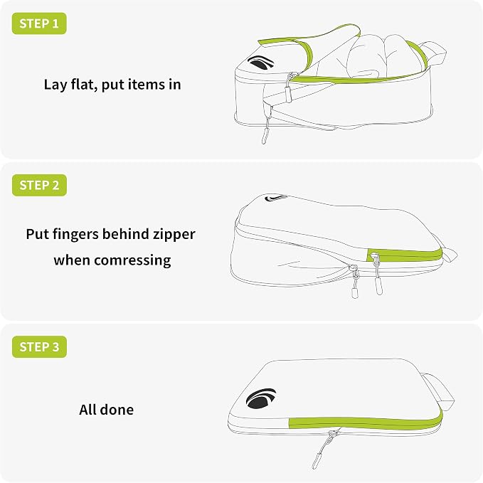 Cipway Compression Packing Cubes Set, Ultralight Expandable Travel Packing Organizers for Carry on Luggage (White 3pcs) - Image 7