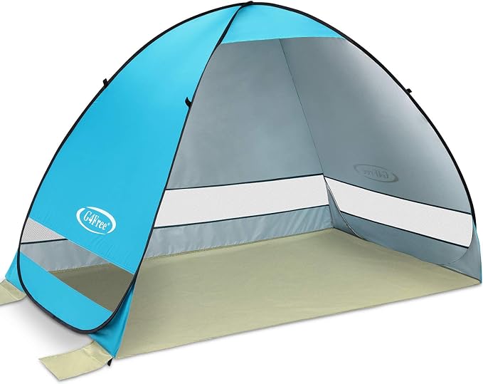 G4Free Large Pop up Beach Tent UPF50+ Automatic Sun Shelter Canopy Portable | Large Outdoor Cabana for 3-4 Person, UV Protection Sun Umbrella, Instant pop-up Design, made of 190T Silver Coated fabric by G4Free