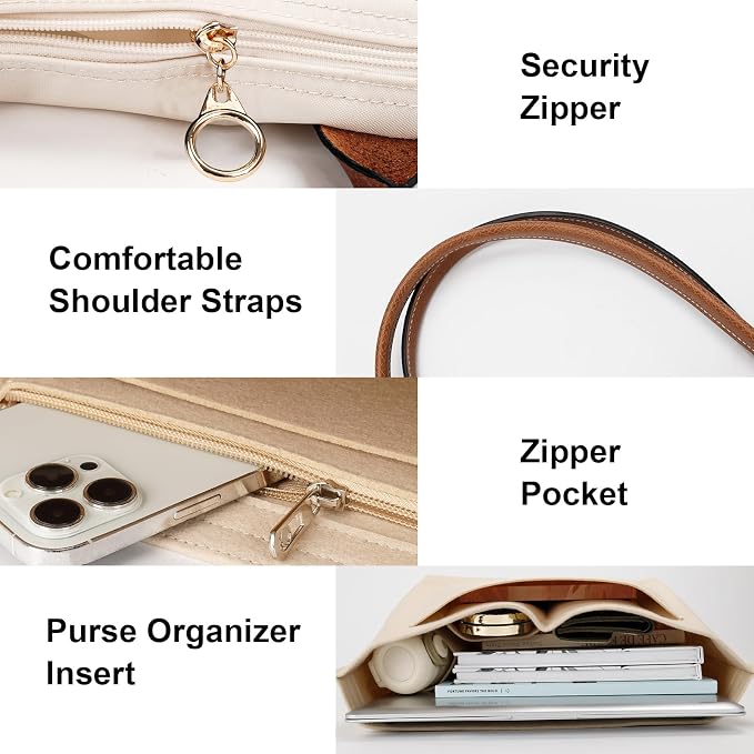 Tote Bag for Women with Purse Organizer Insert, Foldable Waterproof Nylon Bag for Travel, and Daily Use,Medium Size. - Image 7