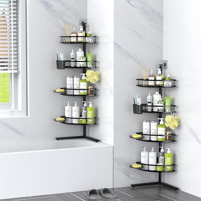 Aitatty Corner Shower Caddy Standing: 4-tier Rustproof Shower Organizer Shelf - Floor Shower Corner Shelf for Bathroom, Renters, Apartment & Dorm - Image 7
