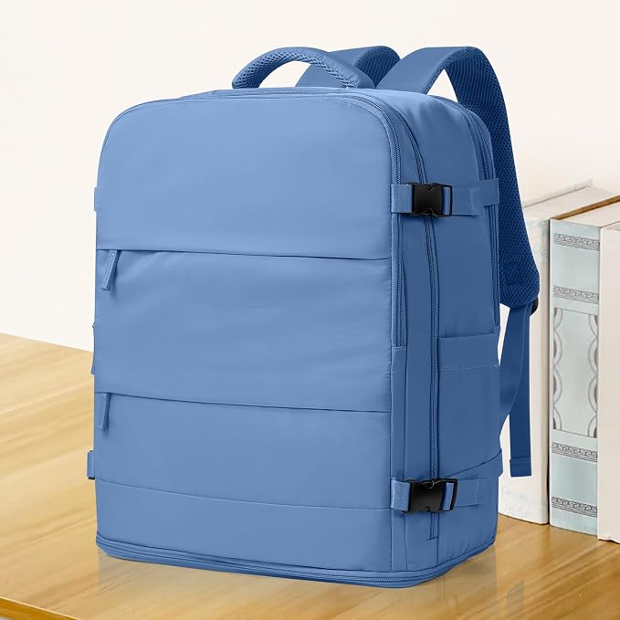 coowoz Large Travel Backpack Carry On for Women Man Waterproof Gym Backpacks with Laptop Compartment Mochila de Viaje Teacher Personal Item Backpack Rucksack Airplane Accessories Must Haves Sky Blue - Image 2