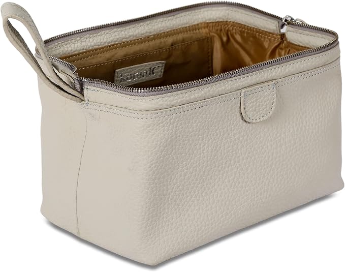 KomalC Premium Buffalo Leather Toiletry Bag for Men & Women With Water resistant Lining, Grooming Travel Pouch, Unisex Wash Bag for Toiletries, Gifts for Men and Women - Image 4