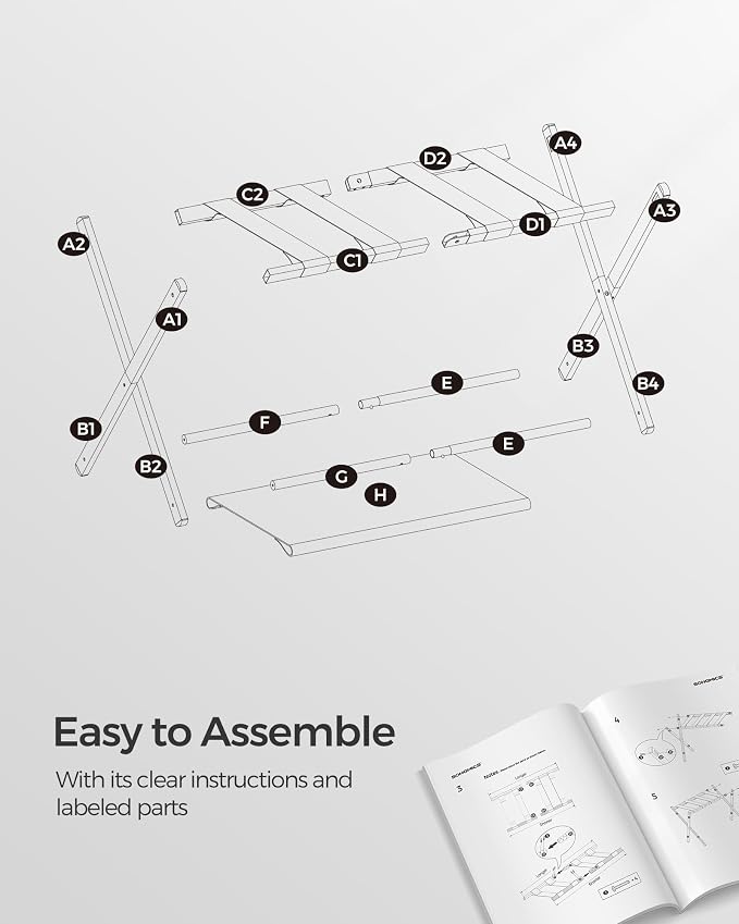 SONGMICS Luggage Racks, Set of 2 Foldable Suitcase Stands, Steel | Storage Shelf, Easy Storage, Slate Gray, URLR003G02 - Image 4
