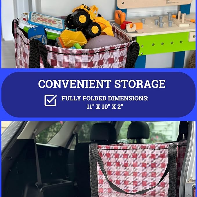 DURASACK Heavy Duty Storage Tote Bag 22-Gallon, Gingham Red | Rugged Woven Polypropylene Moving Bag, Reusable Self-Standing Design, Holds up to 500 Pounds - Image 4