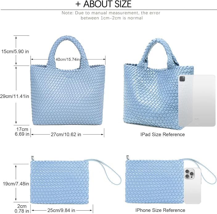 JINMANXUE Fashion Woven Bag Shopper Bag Travel Handbags and Purses Women Tote Bag Large Capacity Shoulder Bags - Image 4
