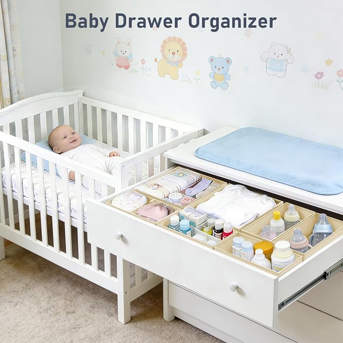 DIMJ Drawer Organizer Clothes - 30 Pack Closet Drawer Organizer Bins for Baby Clothes Storage, Fabric Dresser Organizer for Nursery Bedroom, Foldable Small Drawer Dividers for Underwear Socks - Image 3