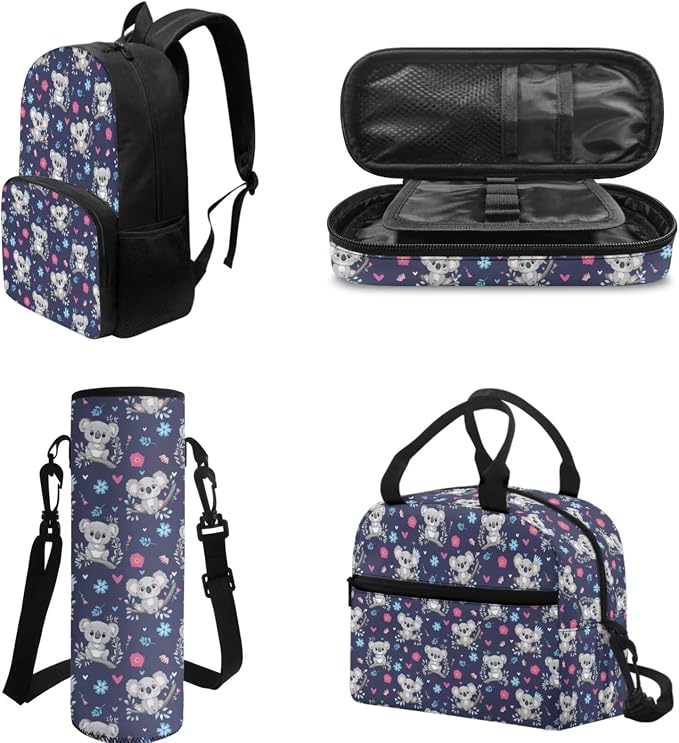 POLERO Cute Koala Backpack for Kids Elementary Preschool Kindergarten School Bookbag with Lunch Box Pencil Case Water Bottle Holder - Image 3