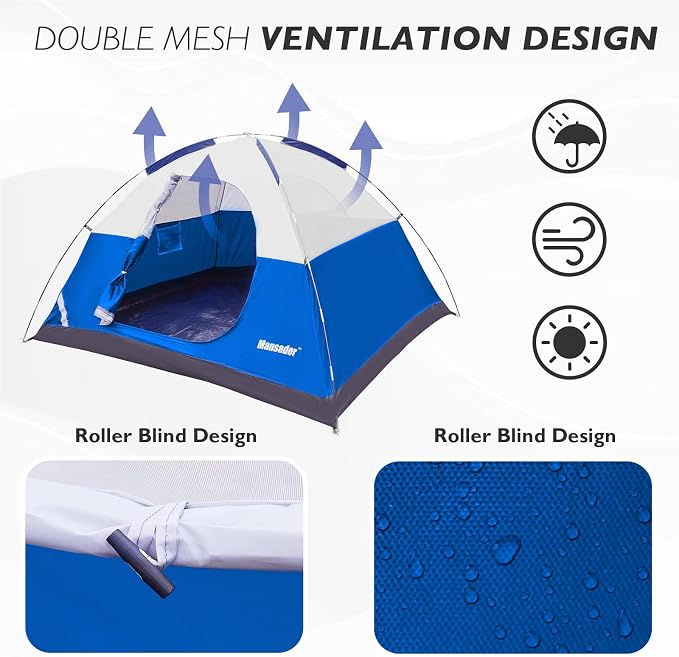 Camping Tent, Waterproof 2/3/4 Person Tents for Camping, Lightweight Easy Set Up Outdoor Hiking Tent Backpacking Tent with Carry Bag, Backpack Tent Suit for Family Beach Hiking Travel - Image 4