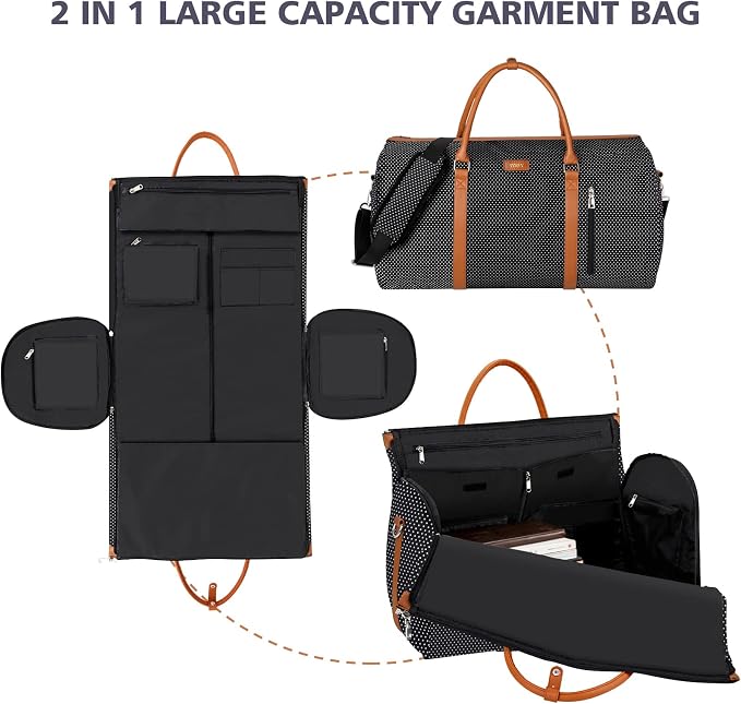 Garment Bag for Travel Convertible Carry On Garment Bag Large Travel Duffel Bags for Women 2 in 1 Hanging Suitcase Suit Travel Bags for Women & Men 3pcs Set - Image 2