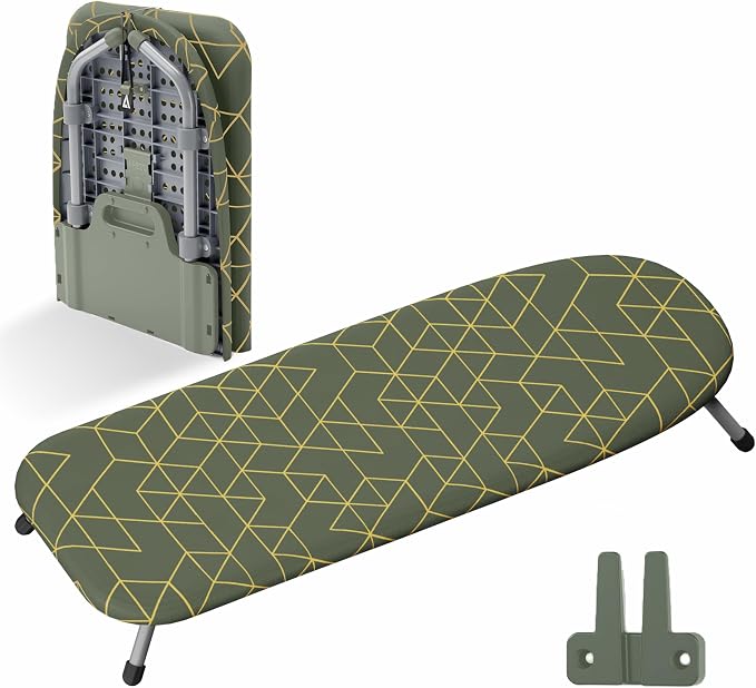 Xabitat Foldable Tabletop Ironing Board, Green | Portable tabletop design, foldable frame, heat-resistant cover, space-saving storage by Xabitat