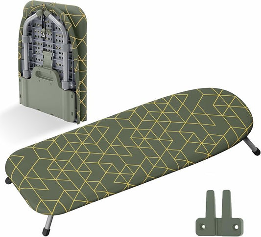 Xabitat Foldable Tabletop Ironing Board, Green | Portable tabletop design, foldable frame, heat-resistant cover, space-saving storage by Xabitat