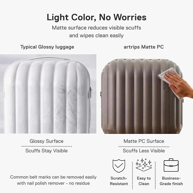 artrips Checked Luggage 24 Inch, Lightweight Hard Shell Suitcase with Spinner Wheels, Medium Travel Suitcase for 4–7 Day Trips, Grey - Image 7