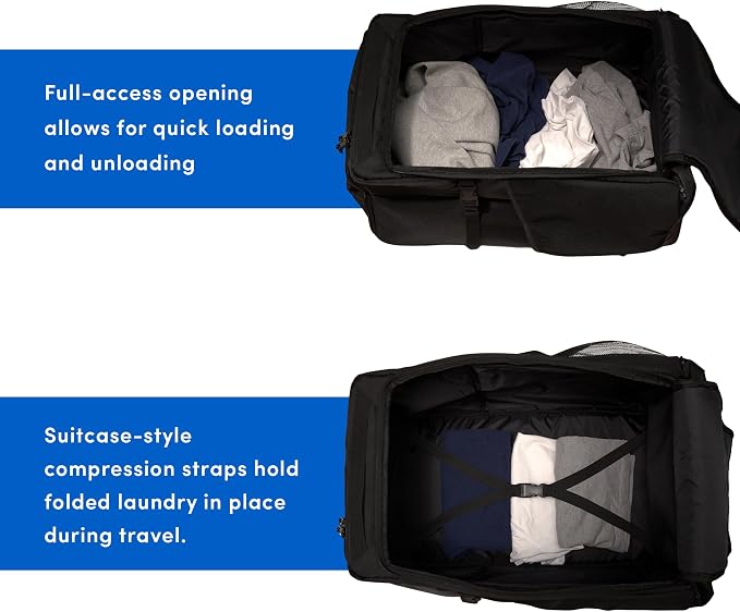 Otis 90L Extra Large Laundry Backpack Bag with Front-Load Access, Heavy Duty Backpack, Laundry Hamper with Padded Shoulder Straps & Waist Buckle for Dorm, Apartment, Laundromat & Travel. - Image 6