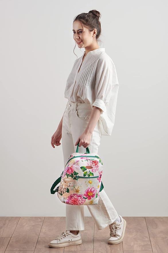 Maison d' Hermine Backpack for Women Men Cotton Shoulder Multipurpose Rucksack with Small Pouch Lightweight Multi Pocket Bag for Travel Work Beach Perfect for Spring Summer (Pivoine) - Image 8