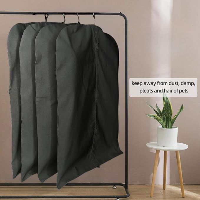 Premium 100% Cotton Garment Bags – 48" Black Canvas Suit Cover with YKK Zipper – Breathable, Dust-Proof Storage for Suits, Coats, Dresses, Jackets & Travel/Closet Use - Image 8