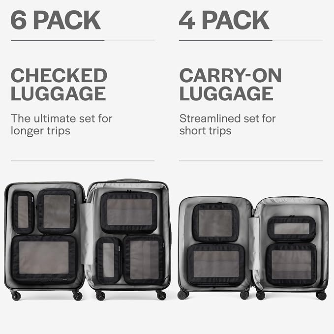 Aerotrunk Compression Packing Cubes for Travel - Luggage Organizer Bags - Double Zipper Packing Cubes for Suitcases (4-Pack, Black) - Image 4