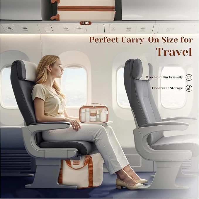 3 Piece ABS+PC Luggage Set, Carry On with Spinner & Duffle | 20" Carry-On + Waterproof Underseat Duffel + Toiletry Bag. 360° Spinner Wheels,Fits Overhead Bins,For Business & Travel - Image 4