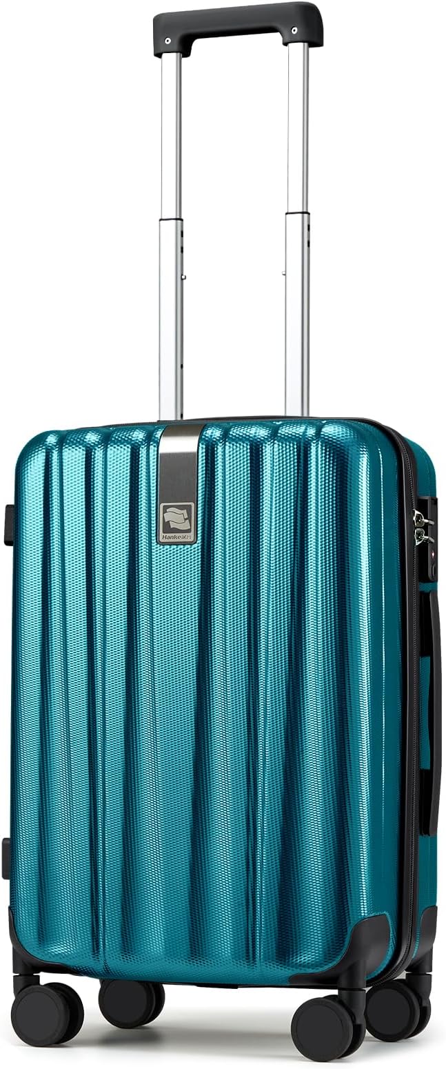 Hanke 20 Inch Carry On Luggage 22x14x9 Airline Approved Lightweight PC Hard Shell Suitcases with Wheels Travel Luggage Rolling Suitcase Travel Luggage Bag Christmas for Birthday(Caribbean Blue) by Hanke