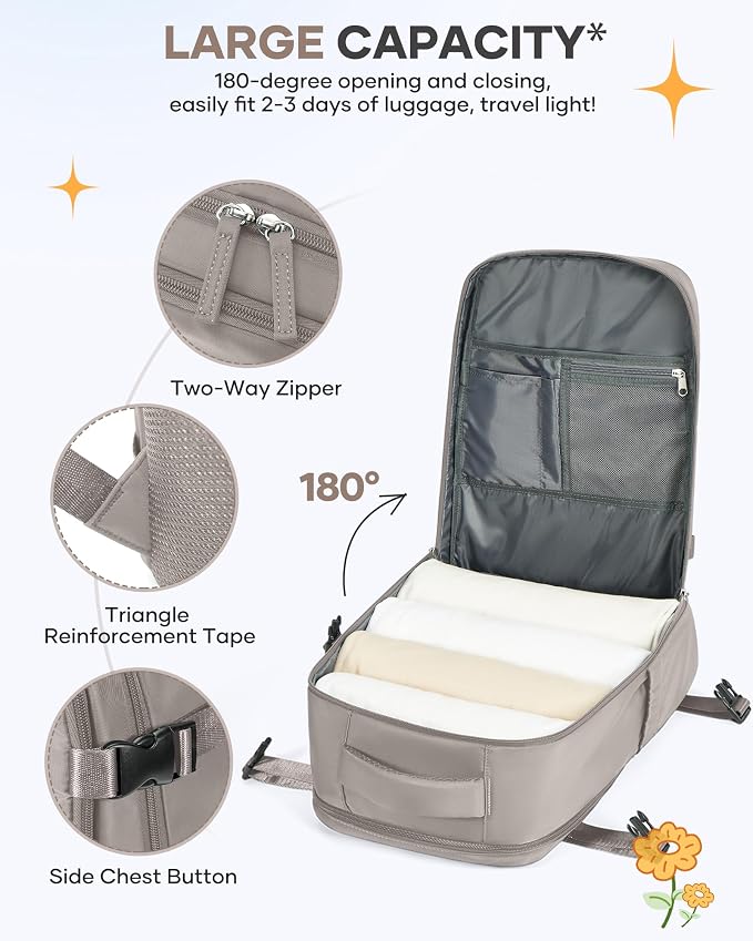 Large Travel Backpack - Carry On Flight Approved Mochila De Viaje - 18x14x8 Inches - Personal Item Travel Bag for Men & Women - Image 5