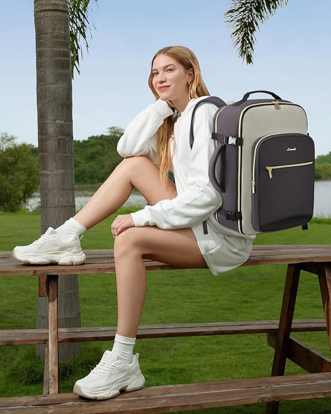 LOVEVOOK Travel Backpack for Women & Men, Airline Approved Carry On Luggage with 3 Packing Cubes, TSA Overnight Bags, Waterproof Personal Item Bag, Weekender Essentials Backpacks fits 17" Laptop - Image 7