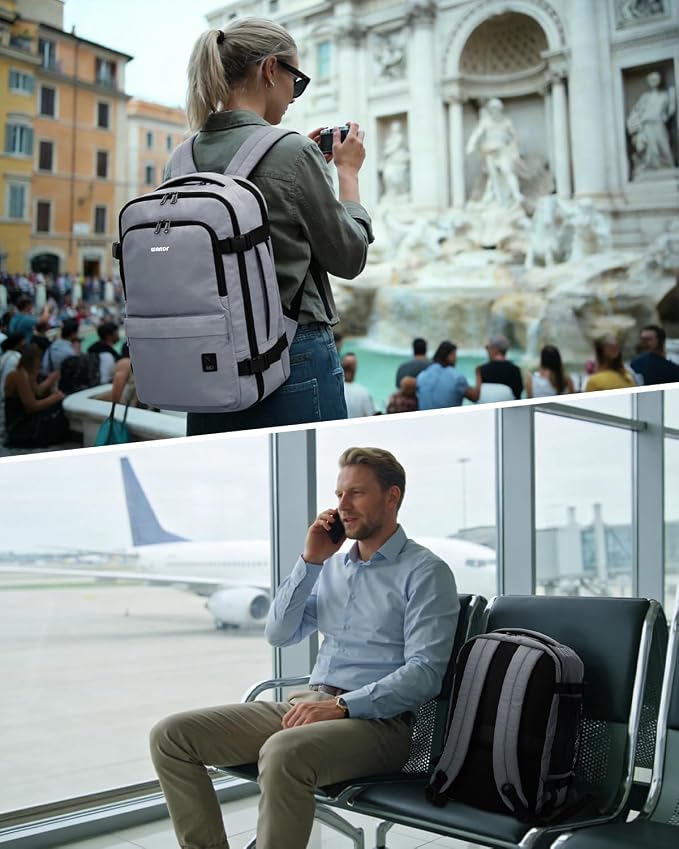 WANDF Travel Backpack For Spirit Airlines Personal Item Bag 18x14x8 with Wet Pocket, 17 Inch Laptop Backpack for Men Women | Frontier Airline Underseat Fit, Fits 17" Laptop, 180°Opening, Travel Backpack - Image 2