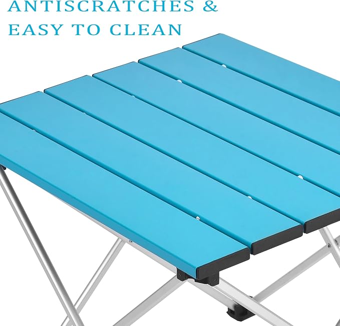 Grope Portable Camping Table with Aluminum Table Top, Folding Beach Table Easy to Carry, Prefect for Outdoor, Picnic, BBQ, Cooking, Festival, Beach, Home (Deep Blue-S) - Image 7