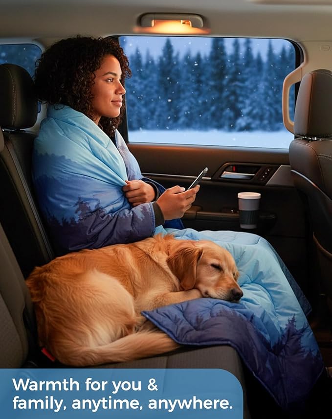 KingCamp Ultralight Camping Blanket, Packable Down Alternative Puffy Printed Wearable Blanket with Snap Buttons & Corner Loops Weatherproof Quilt for Outdoor Travel Stadium (78.7"L x 57.1”W, CYAN) - Image 4