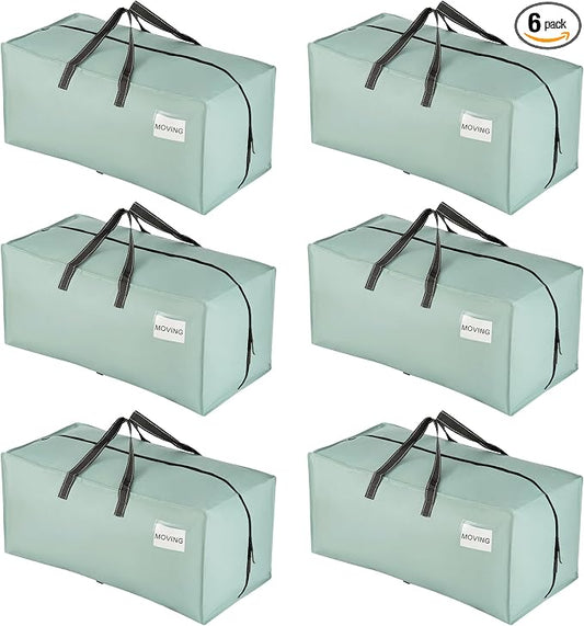 VENO 6 Pack Heavy Duty Moving Bags with Backpack Straps, Zippers & Handles, Extra Large Packing Bags for College Dorm Essentials, Moving Supplies Alternative to Cardboard Moving Boxes by Veno