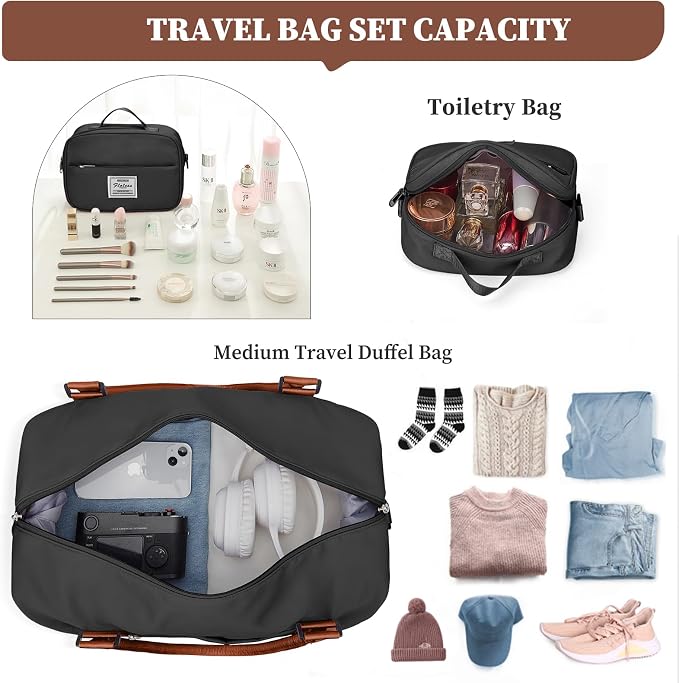 Weekender Bags for Women, Personal Item Travel Bag with Shoes Compartment | Overnight Travel Duffel Bag with Toiletry Bag, Airplane Friendly Carry-On Bag with Wet Pocket & Trolley Sleeve,Medium - Image 2