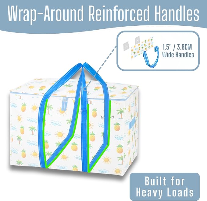 VENO 6 Pack Heavy Duty Moving Bags, Extra Large Storage Bags with Reinforced Handles & Strong Zippers, Foldable & Reusable Moving Box Alternative for Clothes & Dorm Storage - Image 3