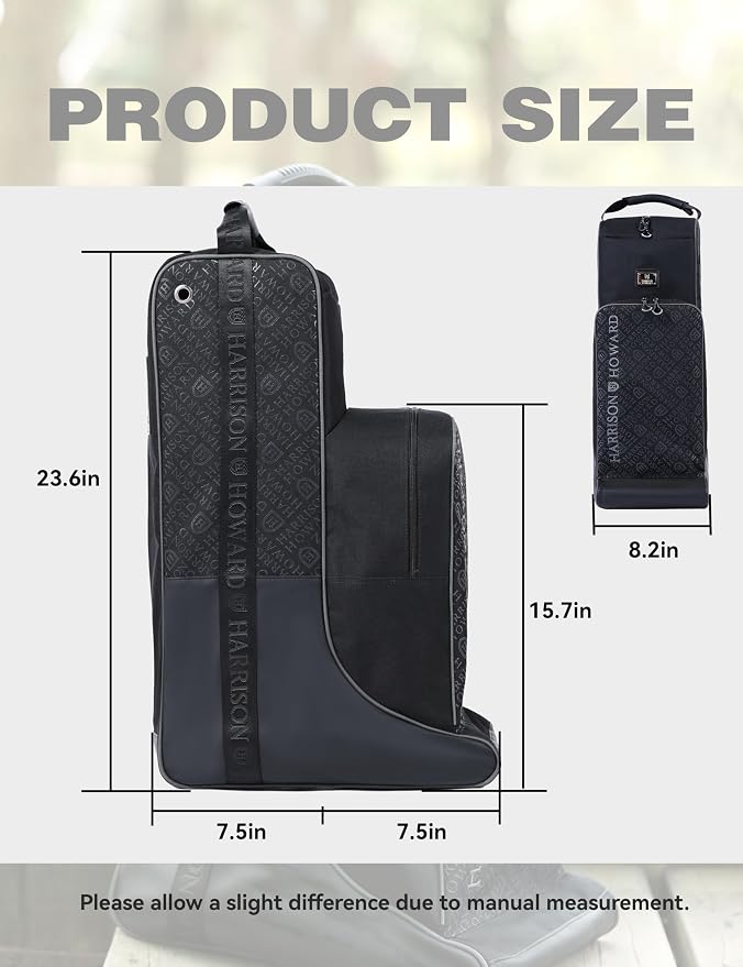 Harrison Howard Tall Boot Bag Equestrian Boot Travel Bag for Storing Helmet, Horse Whip Accessories Boot Storage Bag Black - Image 8