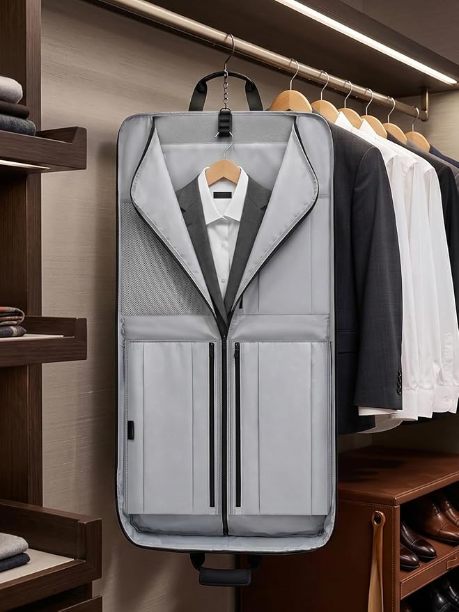 Mancro Garment Bags for Travel Fits 5 Suits, Wrinkle Free Suit Bag Travel | Carry on Garment Bags for Hanging Clothes with Luggage Sleeve and Shoe Pocket, Waterproof Suit Garment Bag for Men Women - Image 9