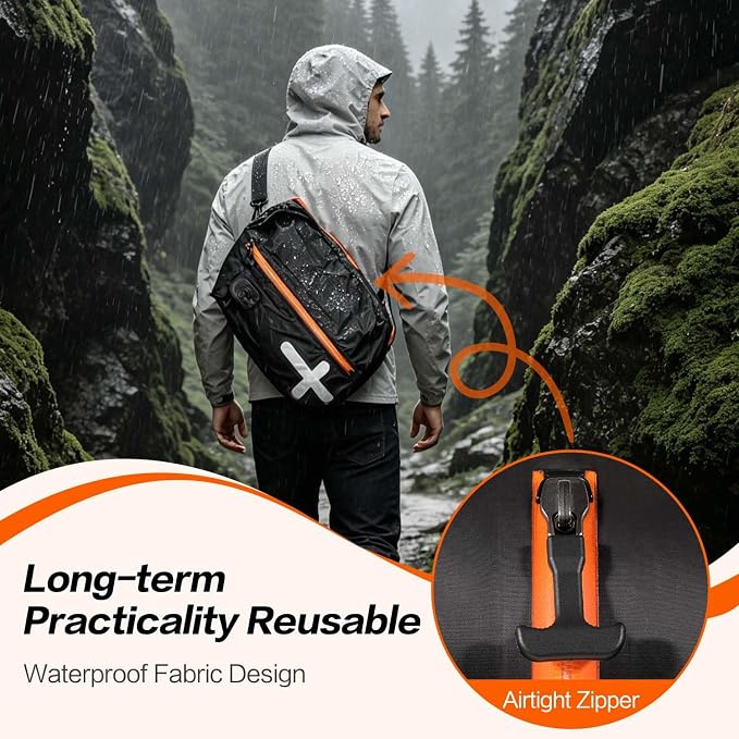 Travel Vacuum Bags with Shoulder Strap & Built-in air pump – IP67 Waterproof Vacuum Seal Reusable 22L Carry-On Compression Bags for Clothes, Suitcase & Luggage(1-Pack,Black) - Image 4