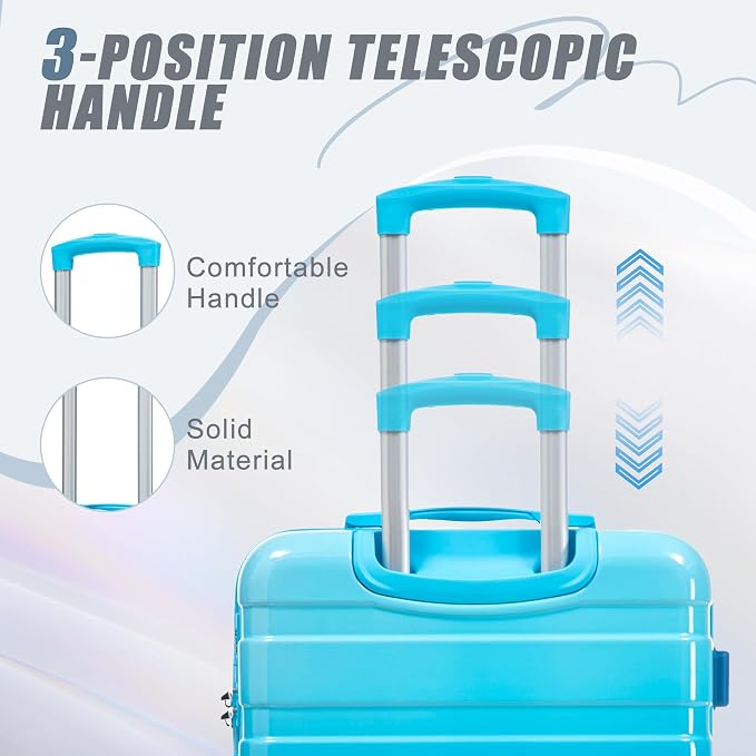 3 Luggage Sets, ABS Hardshell Suitcase Spinner Wheels with Lock - Image 6