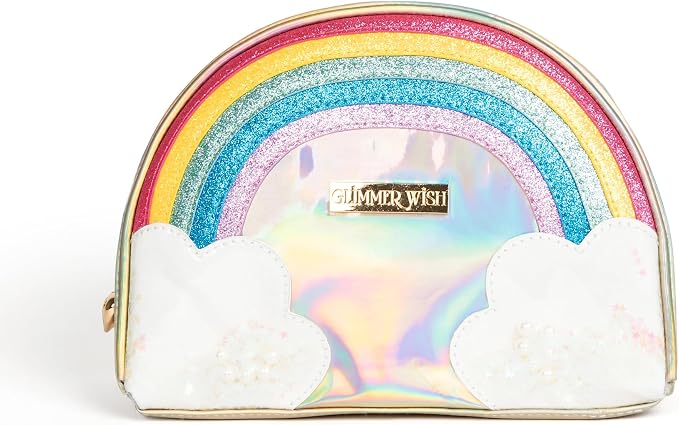 Glimmer Wish Unicorn Rainbow Cosmetic Bag, Secure and Organized Makeup Bag for Travel, Stylish Clutch, Cute Bags for Teens and Girls 9.3 x 4.3 x 6.7 in by GlimmerWish