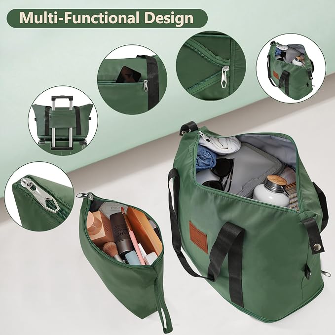 6 Piece Luggage Set Hard Shell - Green Expandable Suitcases with Spinner Wheels and Duffel Bags for Family Travel, Durable Carry On Luggage Sets with Lock for Women and Men - Image 8