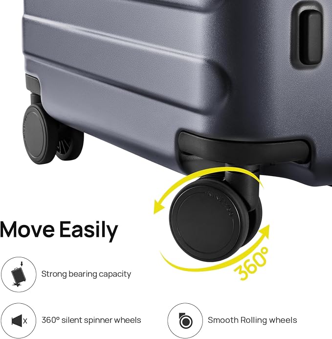 NINETYGO Medium Checked Luggage 26 Inch, Checking In Luggage with Smooth Spinner Wheels, Lightweight, Hard Shell PC Suitcase, Lightweight Travel Luggage, TSA Approved (Grey, Rhine Basic) - Image 8