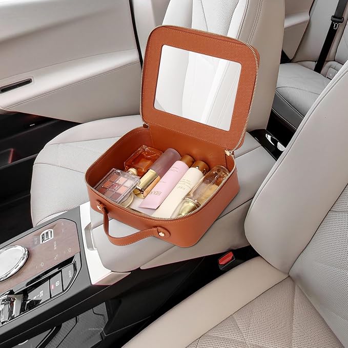 Pinkmik Clear Makeup Bag for Women Waterproof Travel Cosmetics and Toiletries Case Portable Makeup Oaganizer Bag Clear Car Bag with Zipper (X/Brown, M+L) - Image 6