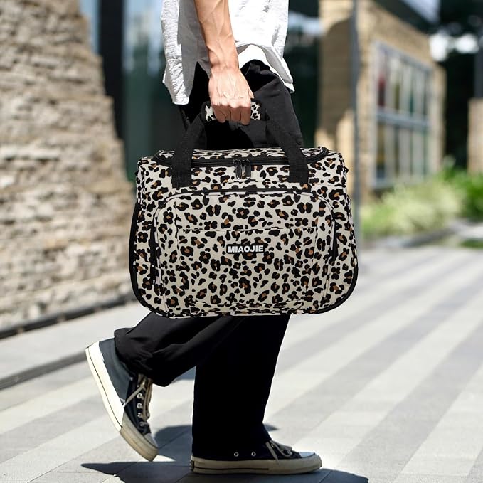 Underseat Carry On Luggage Lightweight Travel Tote Weekender Bag Overnight Duffle Bag for Travel, Travel Essentials Personal Item Travel Bag for Women and Men,Leopard-16Inch - Image 7