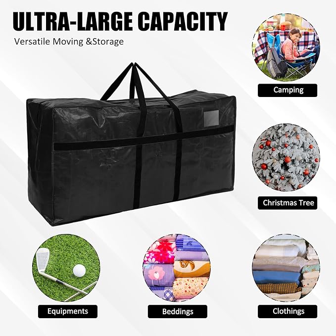 Windyun 4 Pack 69 Gallon Extra Large Moving Bags XXL Heavy Duty Storage Bag with Strong Zipper Handle Jumbo Big Tote Box Foldable for College Dorm Travel Clothes Duffle Blanket Pillow(Black) - Image 6