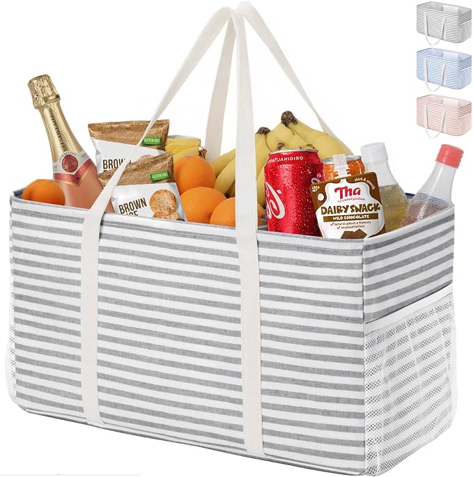 Lifewit Extra Large Tote Bag, Reusable Grocery Bags with Metal Wire Frame and Handles by Lifewit