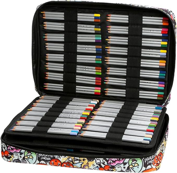 Lbxgap Portable Colored Pencil Case Holds 480 Slots Pencils or 320 to 328 Gel Pens Large Capacity Pencil Organizer with Handle Strap Handy for Colored Pencils & Gel Pen - Image 3