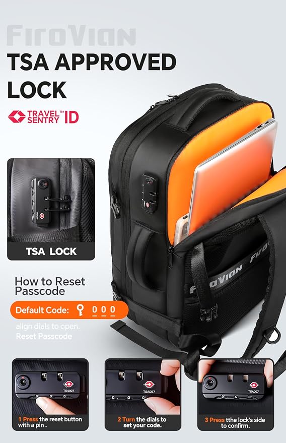 Vacuum Backpack Travel, 70L Expandable Carry On Backpack With Compression System, 2 Detachable TPU Vacuum Bags, TSA Lock, Water-Resistant, Fits 16" Laptop for Business & Travel - Image 8
