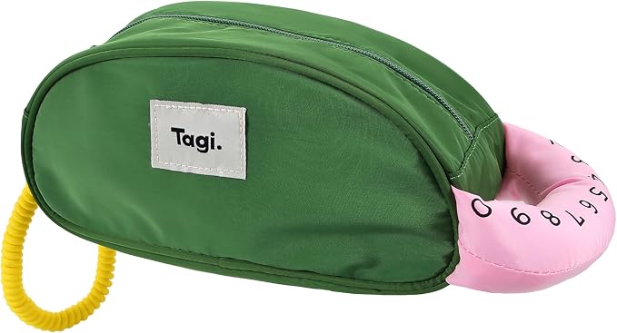 Tagi. Callme Hotdog Small Capacity Travel Makeup Bag, Waterproof Polyester Cosmetic Bag for Women, Wide-Open Flat Pouch for Toiletry & Travel, Portable Organizer with Handle & Dividers by Tagi