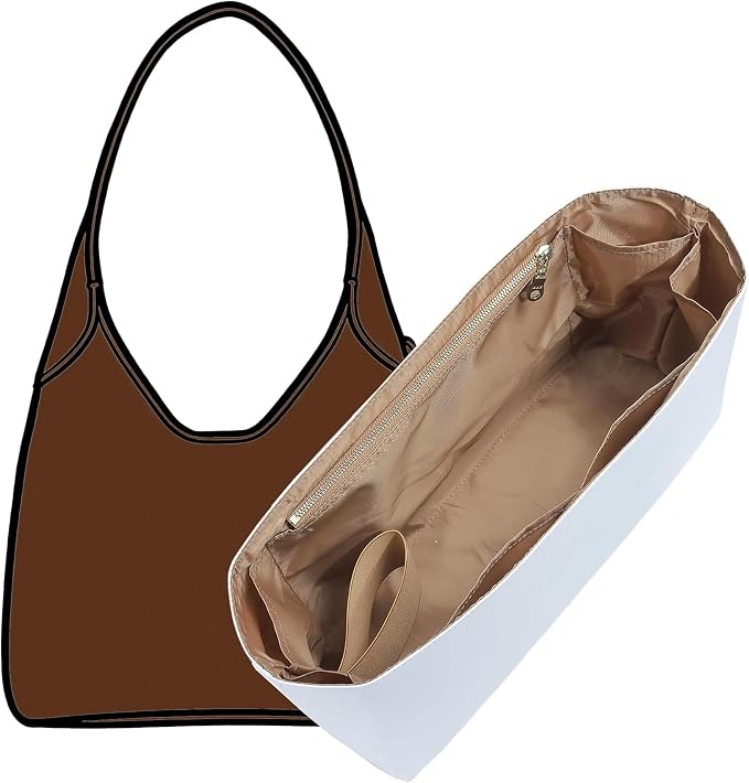 Dupont Paper Purse Organizer Insert, Coach Brooklyn 39 Bag Insert, Lightweight Water-Resistant Tote Bag Organizer Inner Shaper with 9 Pockets, Cup Holder & YKK Zipper by OAIKOR