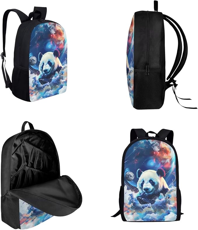17 Inch Animal Print School Backpack And Lunch Box Set for Kids Lightweight Cool Planet Panda Backpack for Boys Girls Sturdy School Bag with Insulated Lunchbox Pencil Case Student Bookbag - Image 3
