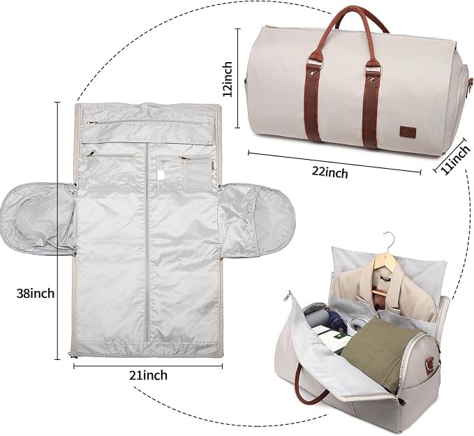 seyfocnia Convertible Carry on Garment Bag for Women, Garment Bags for Travel with Shoe Pouch 2 in 1 Hanging Suitcase Suit Bag for Women Travel Duffle Bag Garment Bag - Image 2