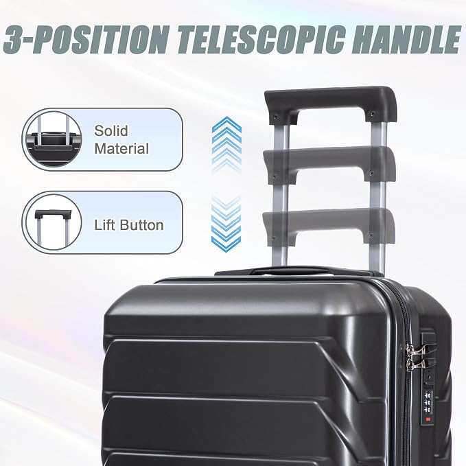 Gradient Color Suitcase 2-Piece Set, 20" Rotating Wheel Suitcase with 14" Cosmetic Case, Lightweight Durable Hardshell Luggage with 360° Spinner Wheels for Travel, Women & Girls (Dark Gray) - Image 6